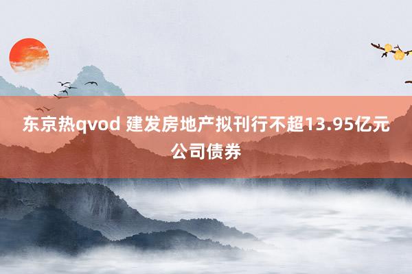 东京热qvod 建发房地产拟刊行不超13.95亿元公司债券