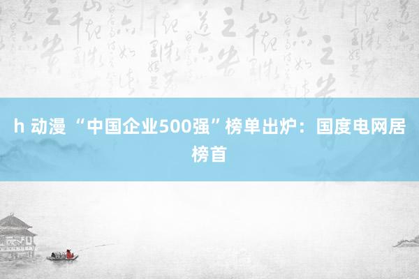 h 动漫 “中国企业500强”榜单出炉：国度电网居榜首