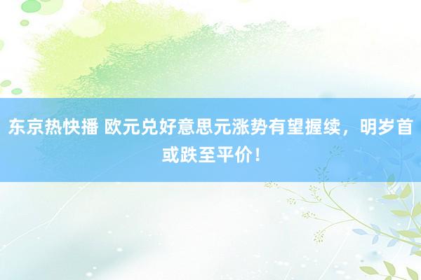 东京热快播 欧元兑好意思元涨势有望握续，明岁首或跌至平价！