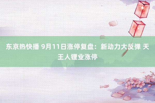 东京热快播 9月11日涨停复盘：新动力大反弹 天王人锂业涨停