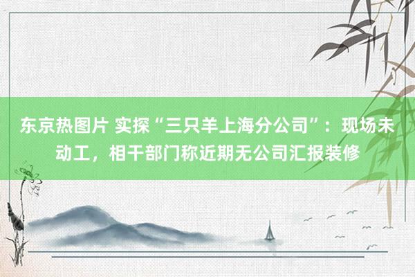 东京热图片 实探“三只羊上海分公司”：现场未动工，相干部门称近期无公司汇报装修