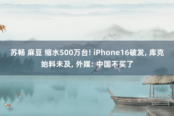 苏畅 麻豆 缩水500万台! iPhone16破发， 库克始料未及， 外媒: 中国不买了