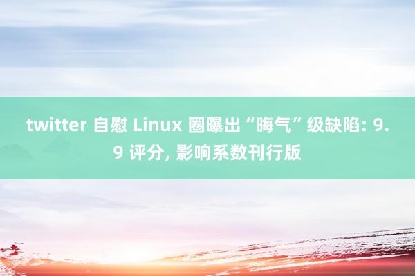 twitter 自慰 Linux 圈曝出“晦气”级缺陷: 9.9 评分， 影响系数刊行版