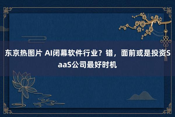 东京热图片 AI闭幕软件行业？错，面前或是投资SaaS公司最好时机