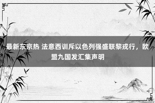 最新东京热 法意西训斥以色列强盛联黎戎行，欧盟九国发汇集声明