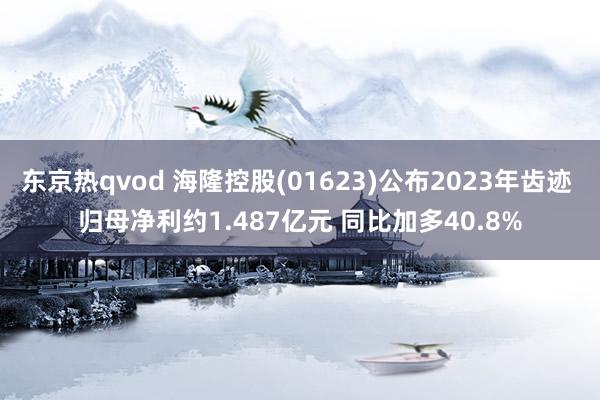 东京热qvod 海隆控股(01623)公布2023年齿迹 归母净利约1.487亿元 同比加多40.8%