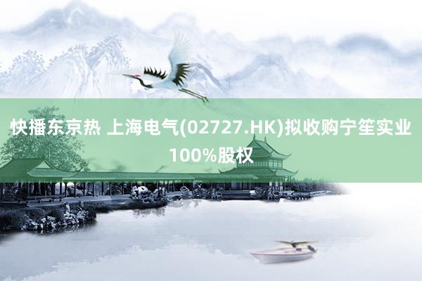 快播东京热 上海电气(02727.HK)拟收购宁笙实业100%股权