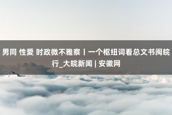 男同 性愛 时政微不雅察丨一个枢纽词看总文书闽皖行_大皖新闻 | 安徽网