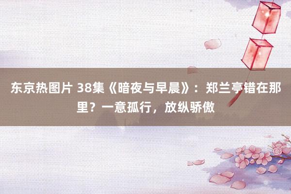 东京热图片 38集《暗夜与早晨》：郑兰亭错在那里？一意孤行，放纵骄傲