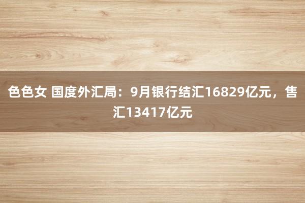 色色女 国度外汇局：9月银行结汇16829亿元，售汇13417亿元