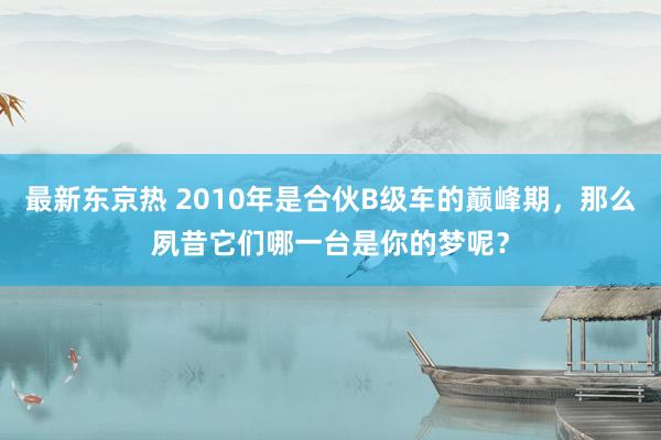 最新东京热 2010年是合伙B级车的巅峰期，那么夙昔它们哪一台是你的梦呢？