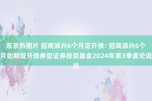 东京热图片 招商添兴6个月定开债: 招商添兴6个月如期绽开债券型证券投资基金2024年第3季度论说