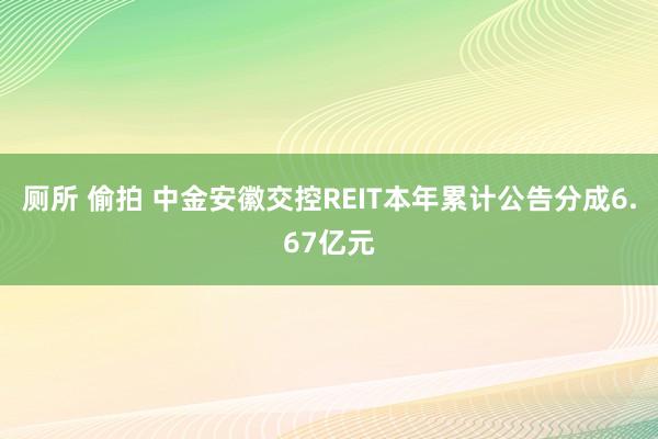 厕所 偷拍 中金安徽交控REIT本年累计公告分成6.67亿元