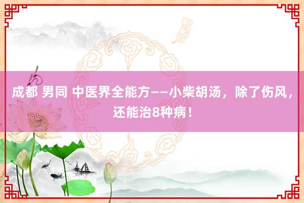 成都 男同 中医界全能方——小柴胡汤，除了伤风，还能治8种病！