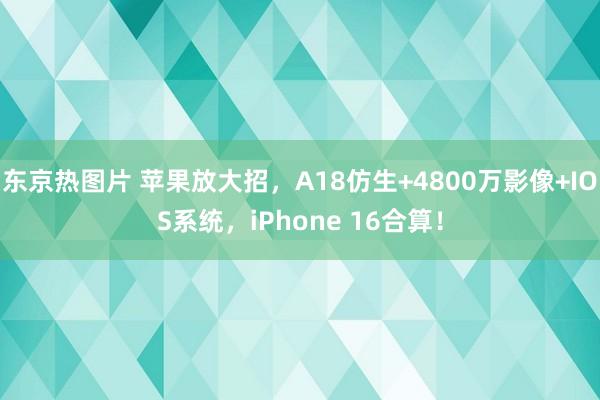 东京热图片 苹果放大招，A18仿生+4800万影像+IOS系统，iPhone 16合算！