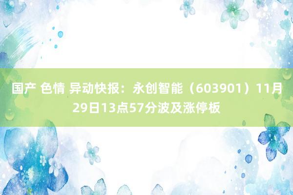 国产 色情 异动快报：永创智能（603901）11月29日13点57分波及涨停板