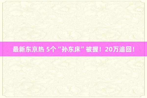 最新东京热 5个“孙东床”被握！20万追回！