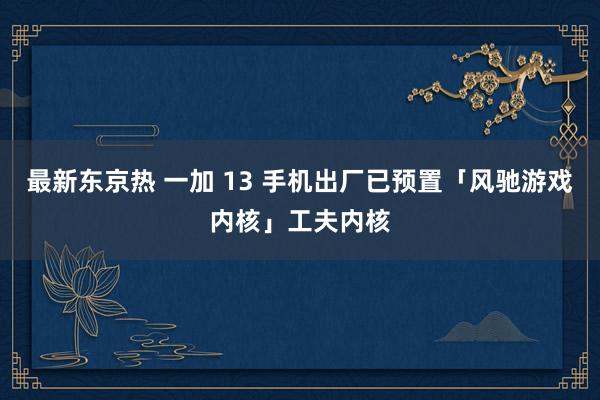 最新东京热 一加 13 手机出厂已预置「风驰游戏内核」工夫内核