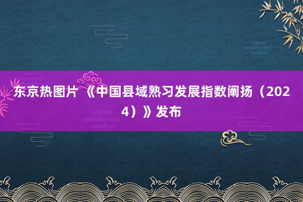 东京热图片 《中国县域熟习发展指数阐扬（2024）》发布