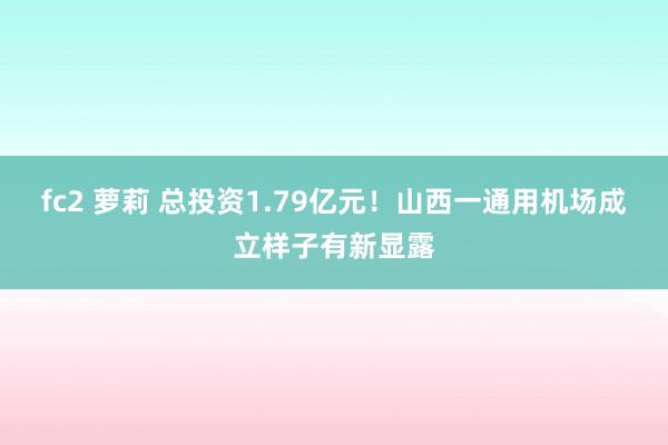 fc2 萝莉 总投资1.79亿元！山西一通用机场成立样子有新显露