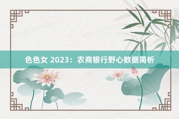 色色女 2023：农商银行野心数据简析