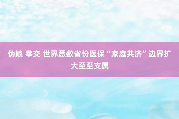 伪娘 拳交 世界悉数省份医保“家庭共济”边界扩大至至支属