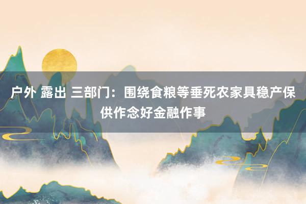 户外 露出 三部门：围绕食粮等垂死农家具稳产保供作念好金融作事