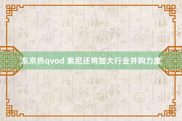 东京热qvod 索尼还将加大行业并购力度