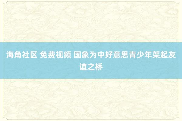 海角社区 免费视频 国象为中好意思青少年架起友谊之桥