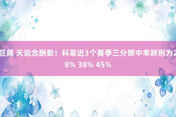 巨屌 天说念酬勤！科菲近3个赛季三分掷中率辞别为28% 38% 45%