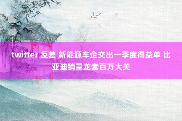 twitter 反差 新能源车企交出一季度得益单 比亚迪销量龙套百万大关