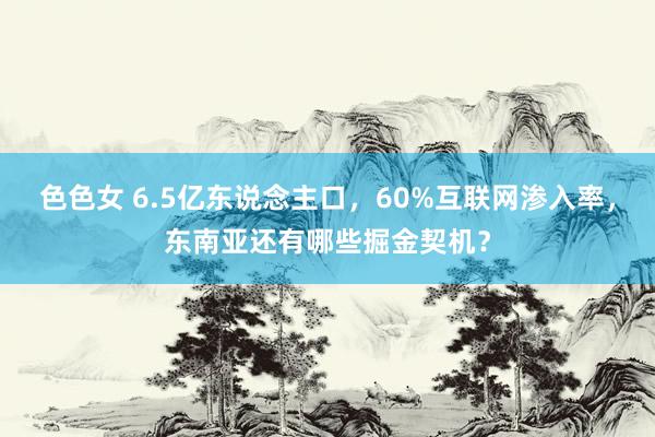 色色女 6.5亿东说念主口，60%互联网渗入率，东南亚还有哪些掘金契机？